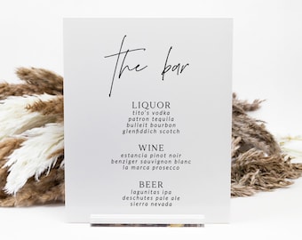 Bar menu sign, acrylic wedding bar menu, signature drink sign, wedding sign, bar menu, modern wedding decor, wedding decor BAR013