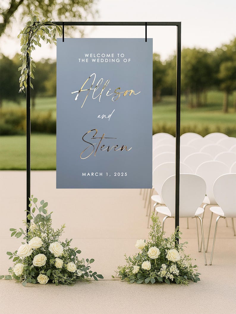 Wedding Welcome Sign, Modern Wedding Sign, Acrylic Wedding Sign, Gold Mirror Wedding Sign, 3D Laser Wedding Signs, Acrylic Wedding WEL012 image 9