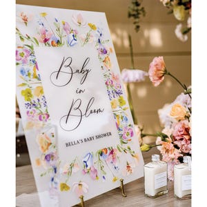 baby shower welcome sign, baby in bloom, baby shower wildflower sign, acrylic welcome sign baby shower, baby shower decor, acrylic SHR017