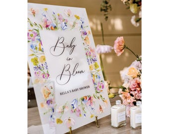 baby shower welcome sign, baby in bloom, baby shower wildflower sign, acrylic welcome sign baby shower, baby shower decor, acrylic SHR017