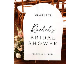 Bridal Shower Sign, arch bridal shower decorations, acrylic wedding shower sign, welcome sign, wedding signage, bridal shower ideas SHR019