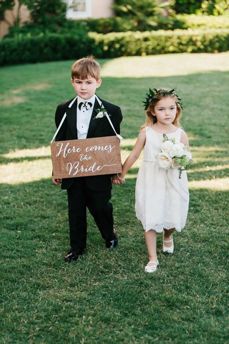 Here comes the bride sign, wedding signs, ringbearer sign, wedding sign, wooden wedding signs, your girl, don't worry ladies, wood HCB001 image 3