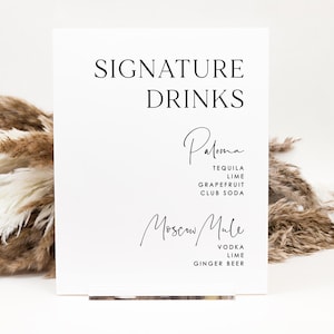 Signature cocktail Sign, wedding drinks bar menu, Signature drinks, lucite wedding menu, wedding sign, bar menu, modern wedding decor SIG007