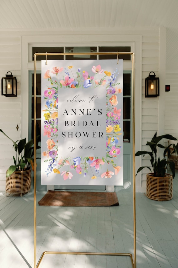 Bridal shower welcome sign, wedding shower, bridal shower wildflower sign, acrylic welcome sign shower, bridal shower decor, acrylic WLD002