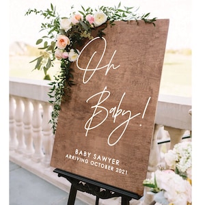 Baby Shower Welcome Sign, Oh Baby Shower Sign, Baby Shower Welcome Sign, oh Baby, Party Sign, Wood Wedding Signs, Shower Sign, Wood SHR005-c