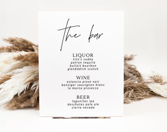 Bar menu sign, acrylic wedding bar menu, signature drink sign, wedding sign, bar menu, modern wedding decor, wedding decor BAR013