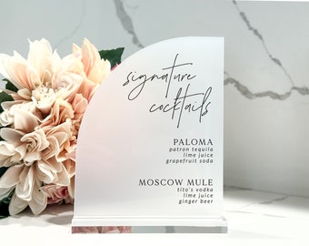 Bar Menu Sign, arch wedding bar menu, wedding menu sign, arched love is intoxicating, signature cocktail wedding sign, Acrylic modern BAR007