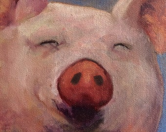Pig, Gallery wrap, 6x6" on canvas