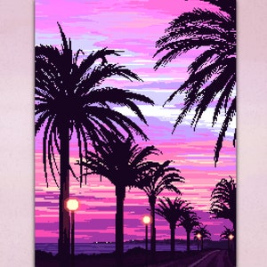 Sunset - pixel art stampa | Poster carta opaca 8"x10" , 12"x16"