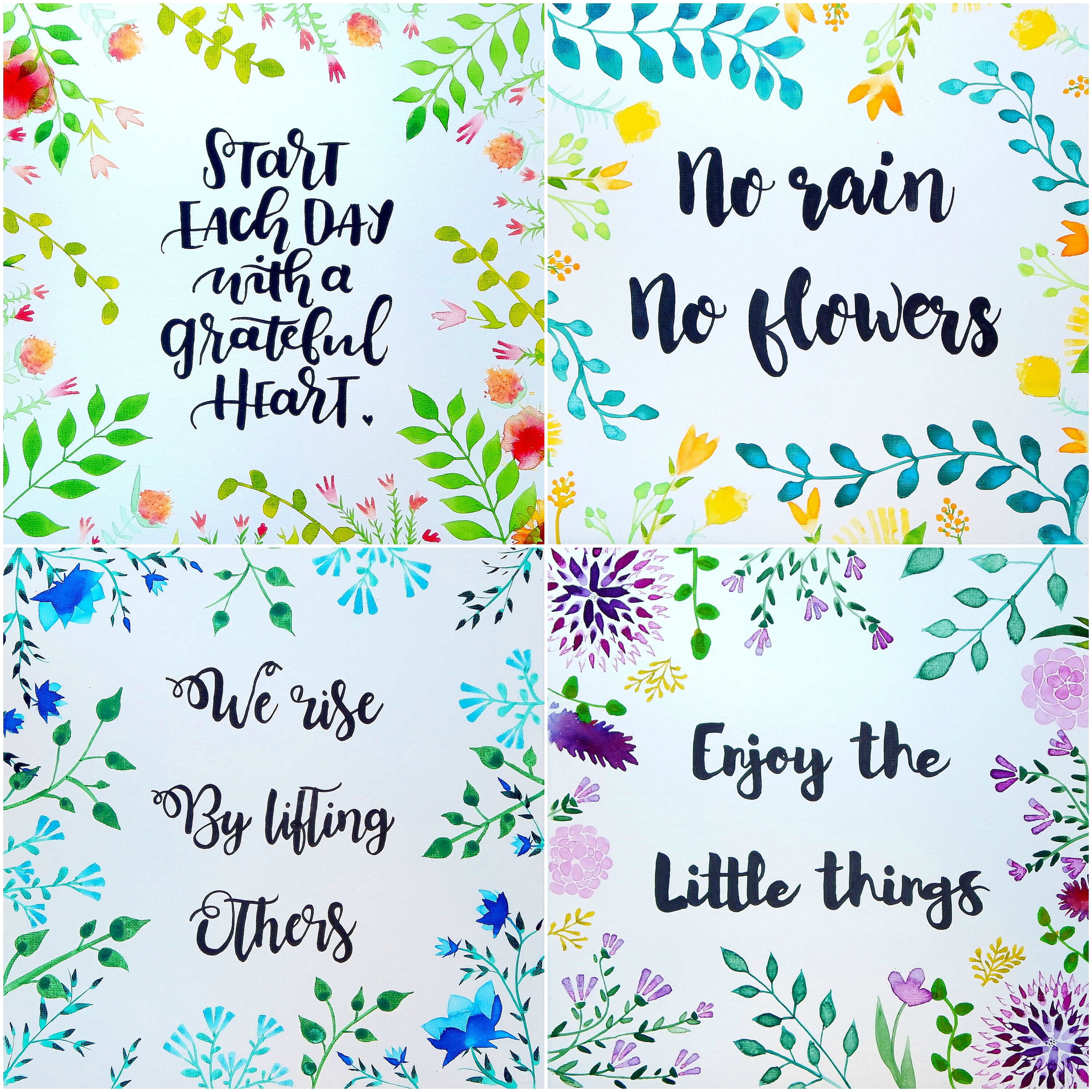 Original Watercolor Flowers and Quote 12x12 Etsy