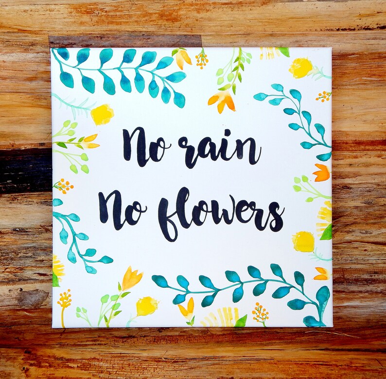 Original Watercolor Flowers and Quote 12x12 Etsy