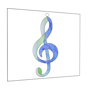 Stained glass pattern suncatcher Treble clef