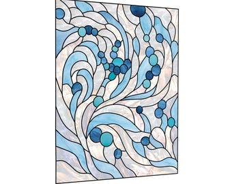 冬の抽象的なステンドグラスの模様 - モダンなパネルデザイン（PDF