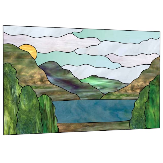 Landscape Stained Glass Pattern - Etsy