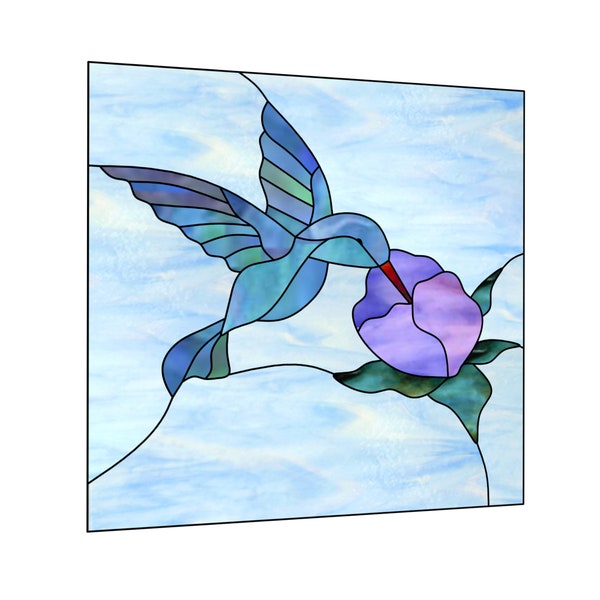 easy humming bird stained glass pattern