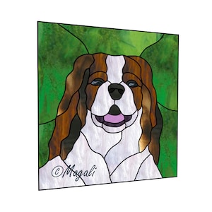 King Charles spaniel stained glass pattern