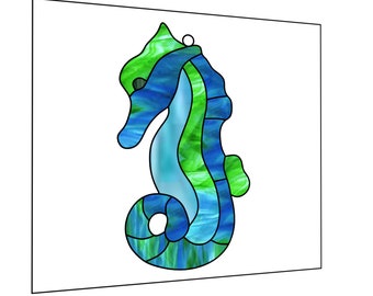 stained glass pattern suncatcher sea horse