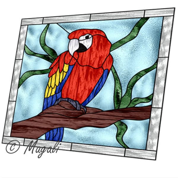 Motif de vitrail Parrot