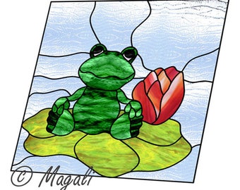 Frog stained glass pattern