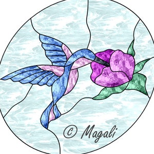 Stained glass pattern Hummingbird