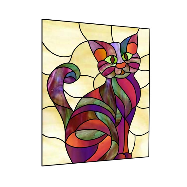 Cat stained glass pattern