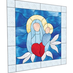 Virgin and child stained glass pattern