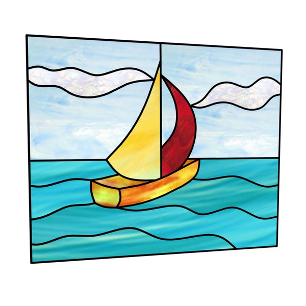Sailboat, stained glass pattern