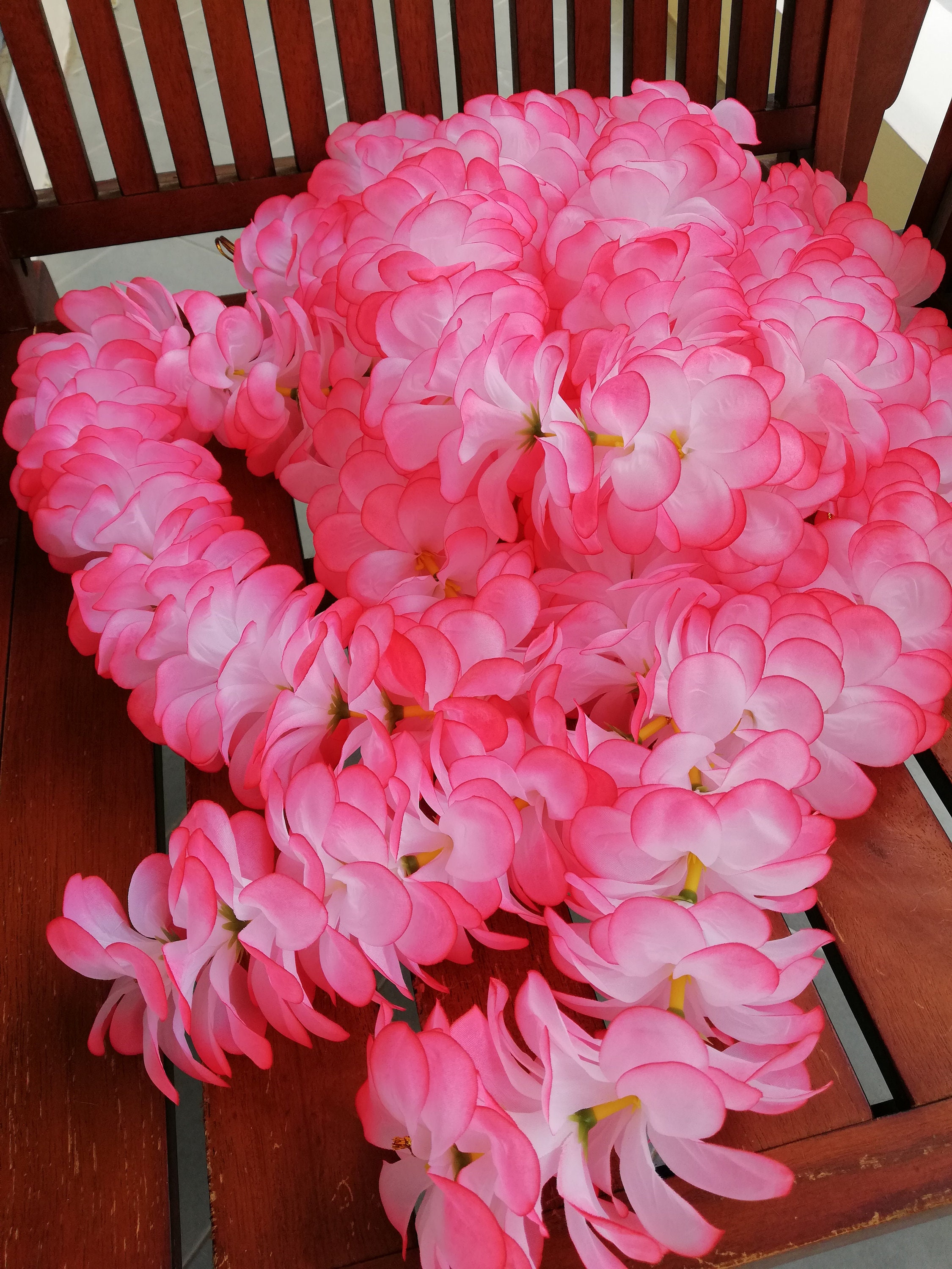 Plumeria Garland Artificial Pink Plumeria Flower Etsy