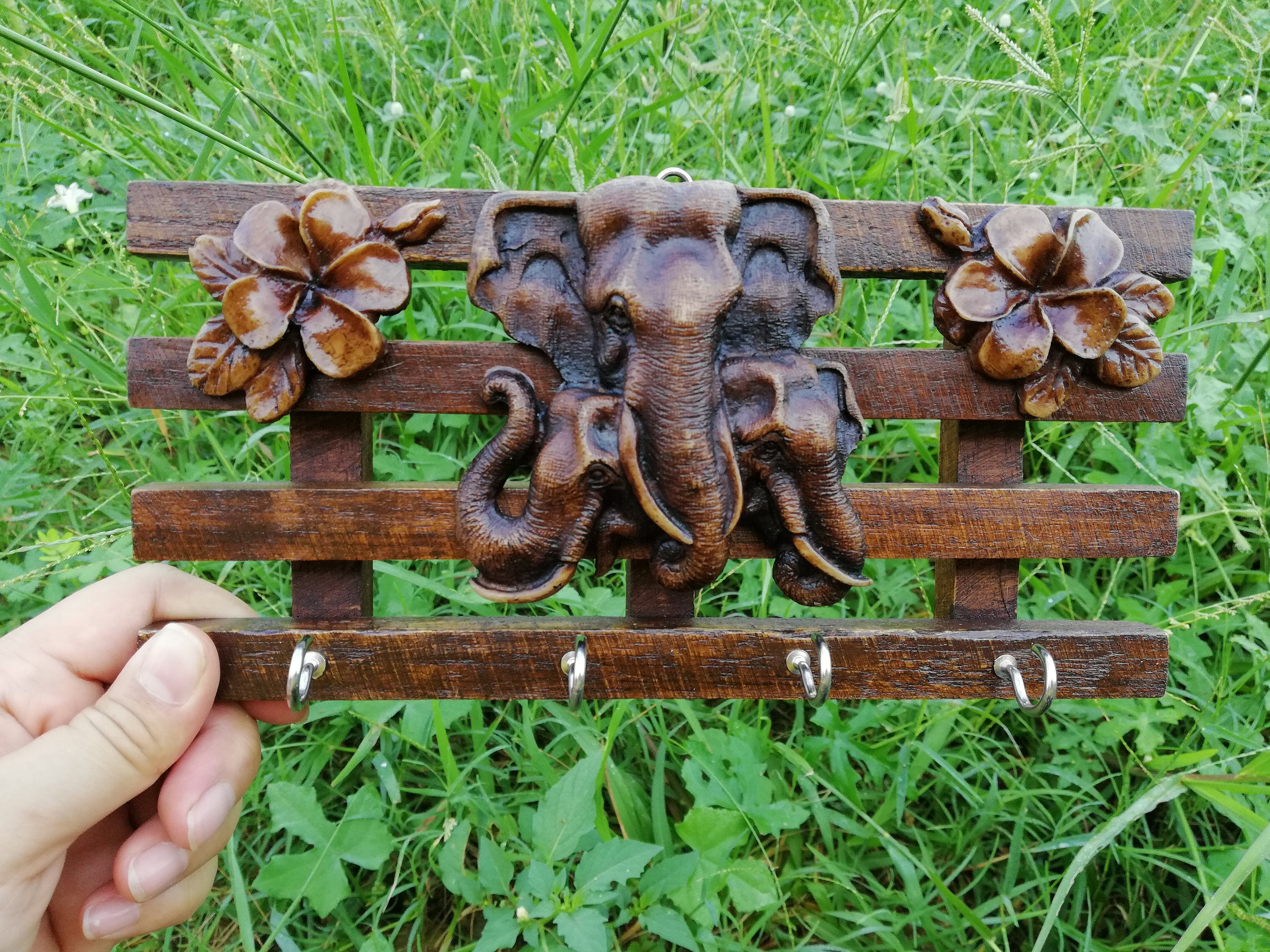 Rustic Key Holder 4 Hooks Decorative Key Holder Rustic Small Etsy