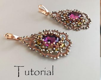 Orecchini vittoriani in pizzo tatted - Motivo a navetta con cristalli di ametista