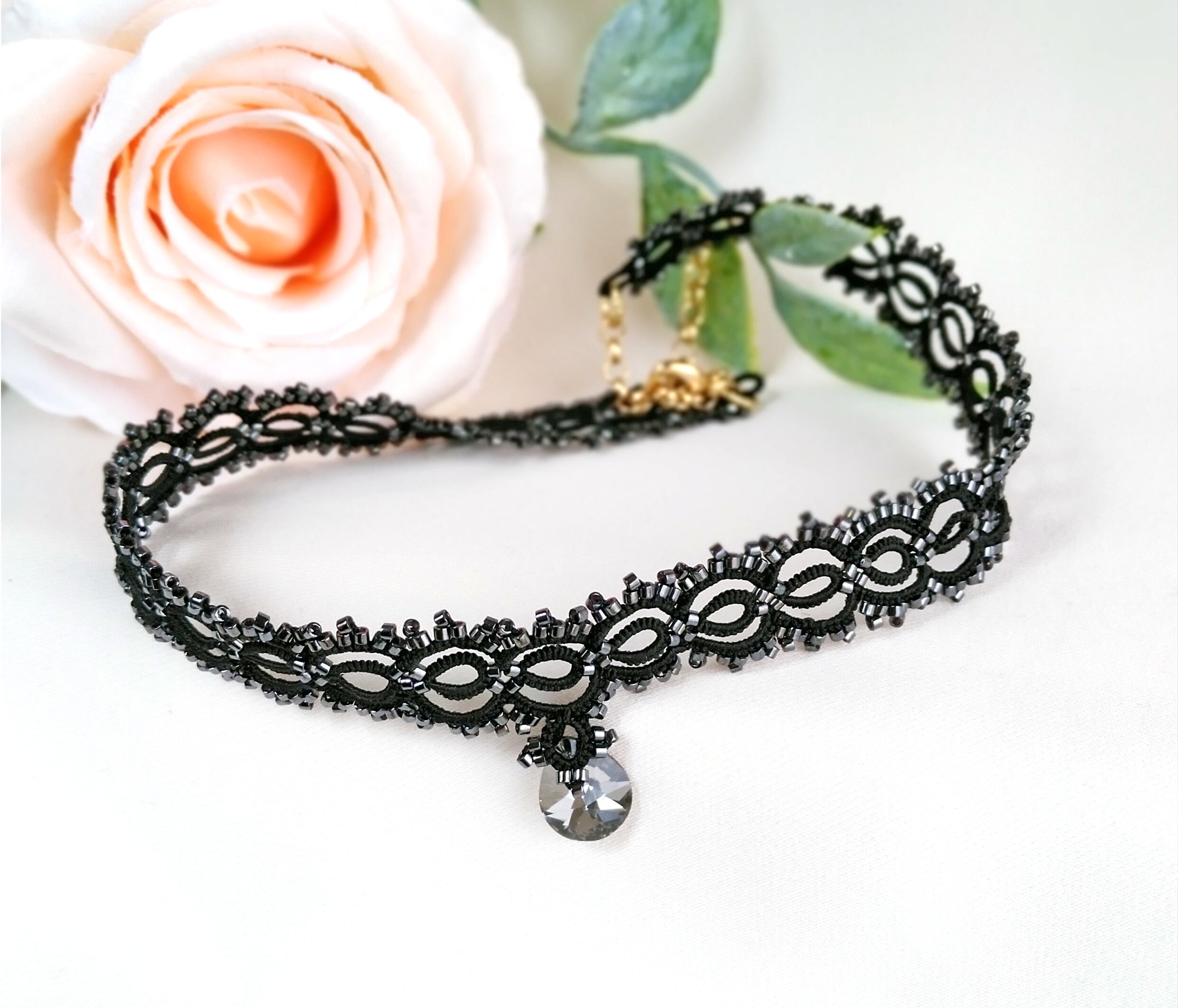 Collana Girocollo In Pizzo Bohocollano Collana Corta Con Ciondolo A Forma Di Cuore Di Zaffiro Cristallo A Cuore Blu Pizzo Vintage Gioielli Per Donne Ragazze