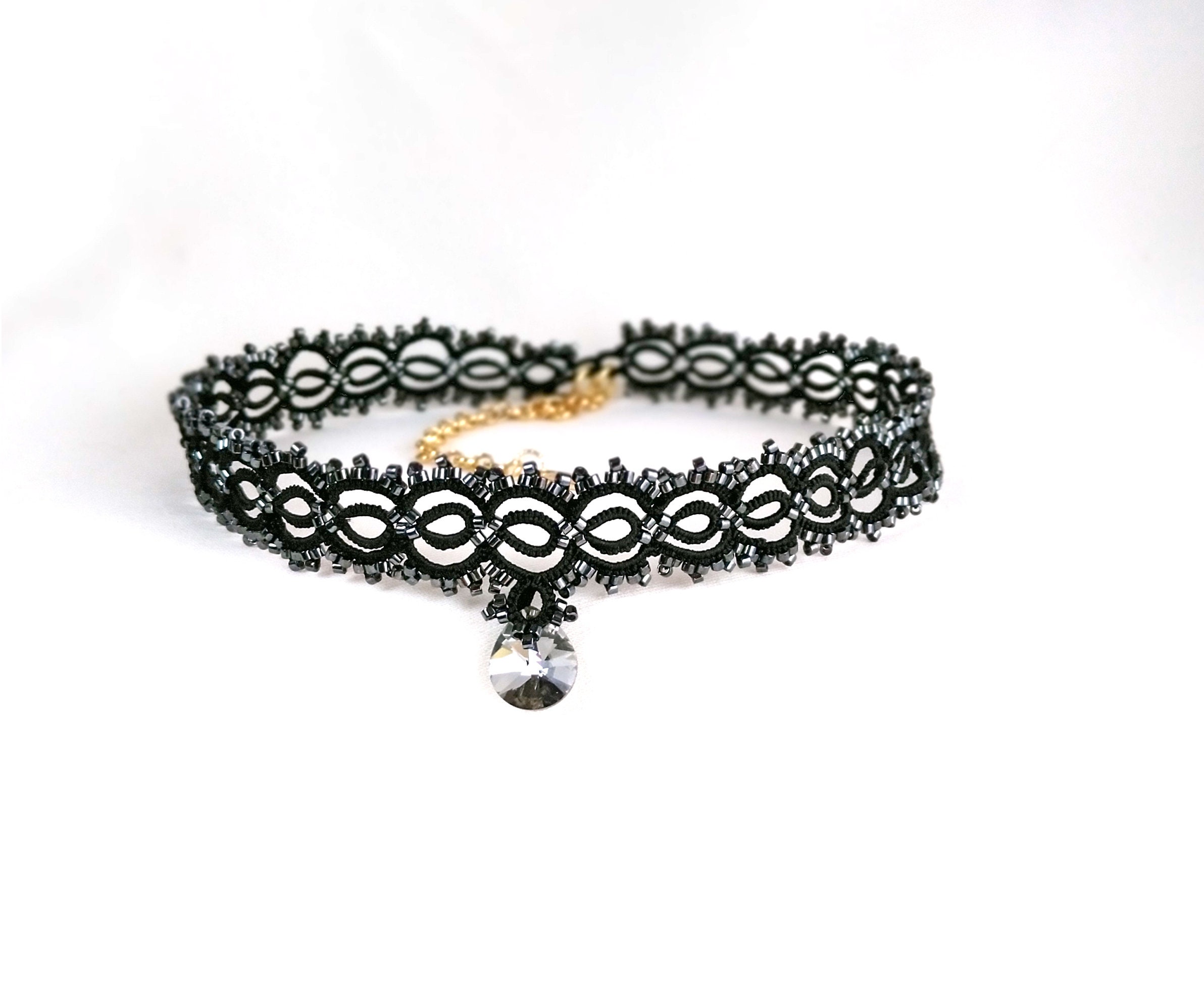 Girocollo in pizzo e cristalli - Queen of Darkness - Bigiotteria