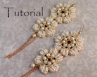 Earrings Crochet Pattern: Beaded Floral Design - Bridal Style