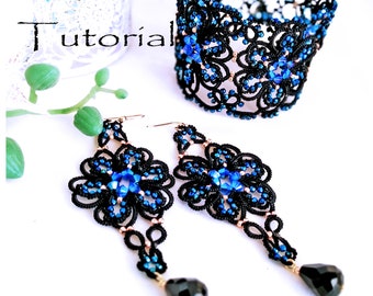 Tatting Lace bracelet earrings tutorial PDF Making jewelry frivolite