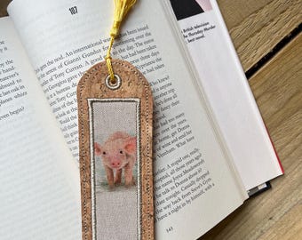 Piglet Bookmark: Cork Fabric with Tassel