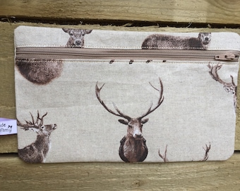 Stag Makeup Case, stag gift, stag makeup bag, stag cosmetics bag, deer cosmetic bag, stag lover, stag fan, deer makeup case, deer gift, deer