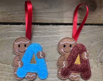 Gingerbread Initial Letter Christmas Tree Decoration A, A initial decoration, A initial gift tag, A Letter decoration, A letter gift tag