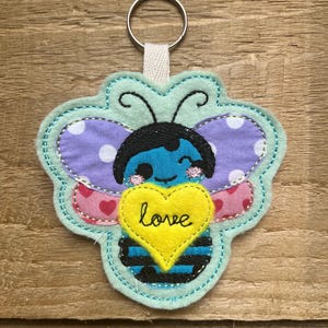 Patchwork Bee Keyring: Handmade Bumblebee Gift