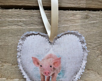 Piglet Hanging Heart Decorations, Pig gift, Pig lover, Pig present, Mother’s Day gift, Pig Love, pig farmer gift, pig hanging heart