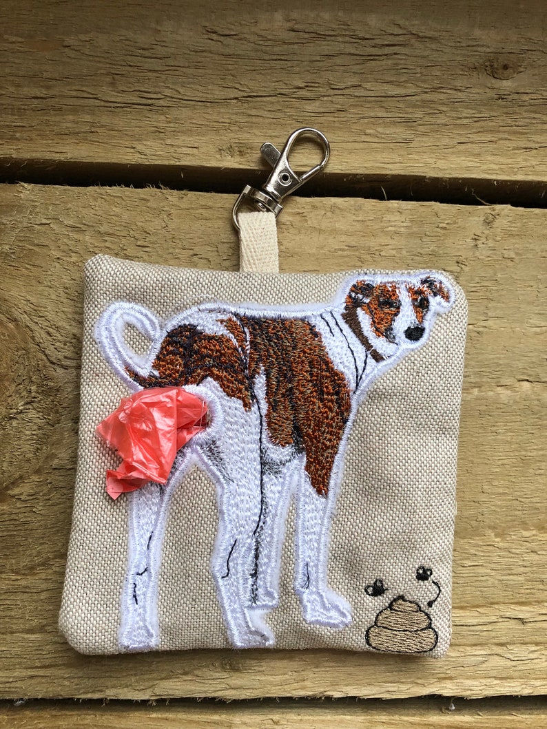 Greyhound / Lurcher Poop Bag Holder Poo Bag Dispenser, Lurcher gift, greyhound gift, Mothers Day present from the dog, Greyhound owner image 2