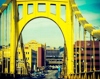 Pittsburgh-Brücke-Foto, Brücke Fotografie, City Scape, Stadt Foto, 8 x 10 Brücke Grafik, Kunst, Leinwand, lebendige, urbane Photographie,