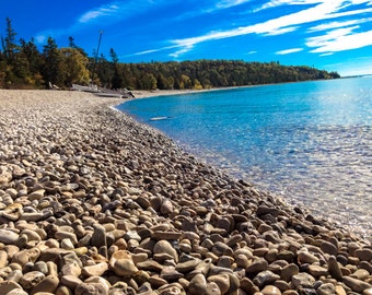 Mackinac Island's Rocky Shore, Michigan Photography, Mackinac Photography, Upper Peninsula Photography, Coastal Photography, Rock Photograph