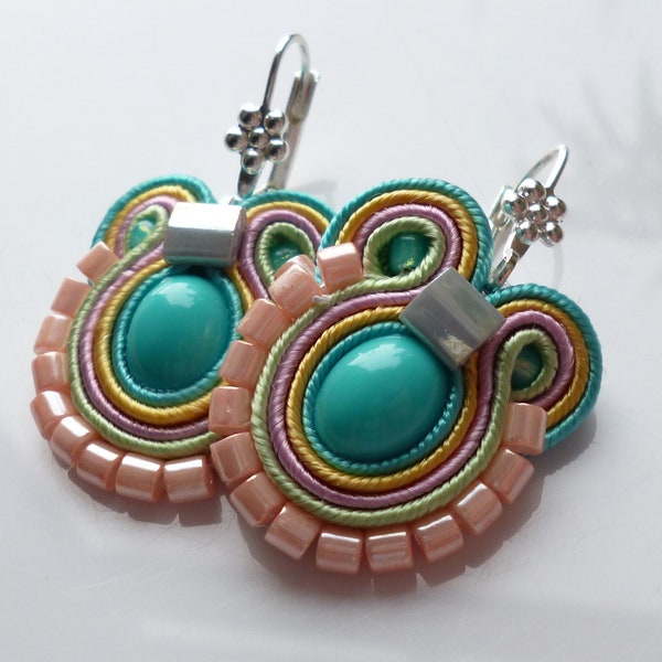 Soutache Ohrringe Blassen Klein Swarovski Boho Hippie Glamour!