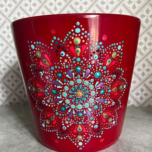 Hand-Painted Mandala Ceramic Plant Pot - Upcycled & Unique