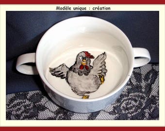 Bowl "trembleuse" decorated by the french cancan dancer hen!