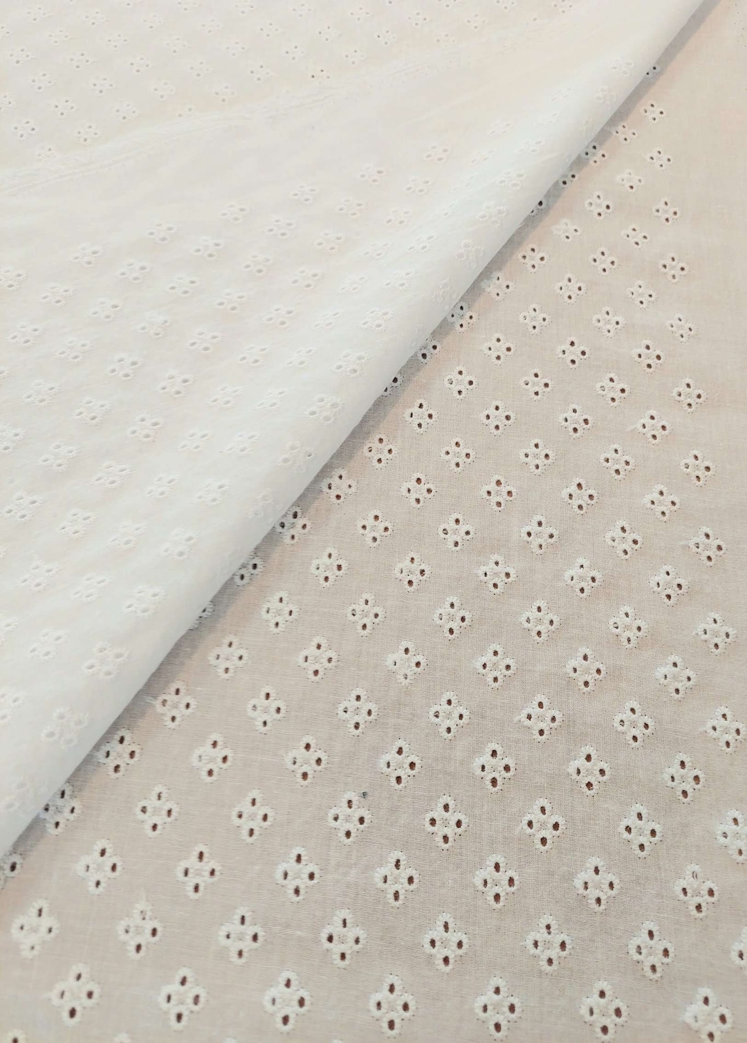 Stoff Baumwolle Batist weiß bestickt mit Löcher Lochstickerei