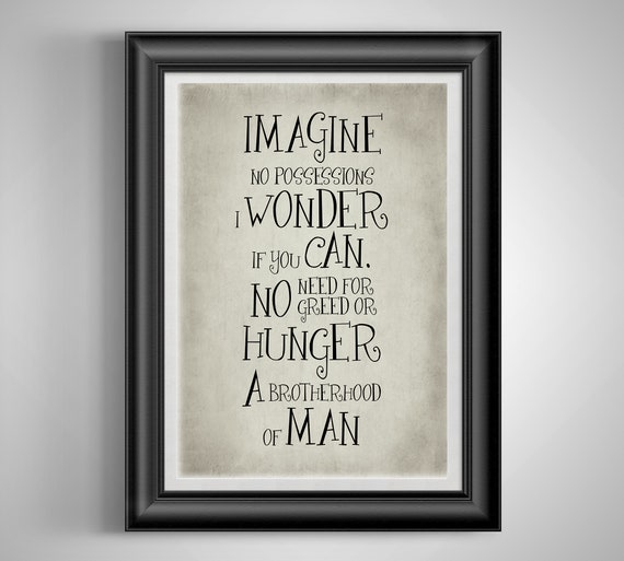 John Lennon Imagine Quote Song Lyric Print