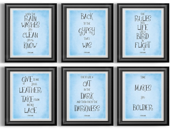 Stevie Nicks Lyrics Quotes Set Of Six Stevie Nicks Quotes Song Lyrics Print Set Of 6 | Etsy Österreich