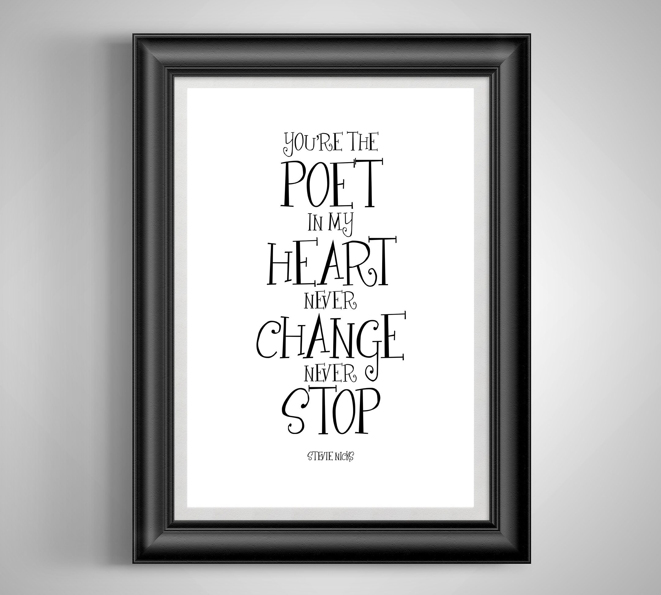 Stevie Nicks Fleetwood Mac Minimalist Quote You Sara Song | Etsy