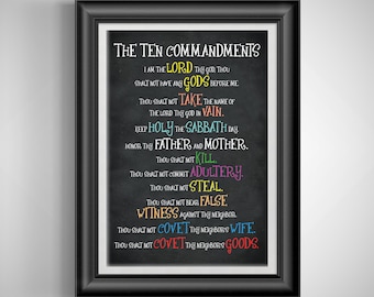 The Ten Commandments Poster Home Daycare The 10 Commandments Print Sunday School Art Kids Room Wall Decor Unframed